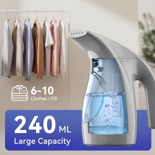 Image of HiLIFE Steamer for Clothes, Portable Handheld Design, 240ml Big Capacity, 700W, Strong Penetrating Steam, Removes Wrinkle, for Home, Office(ONLY FOR 120V) (Silver Gray)