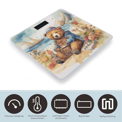 Báscula digital de baño con pantalla LED y plataforma de vidrio templado miniatura 3