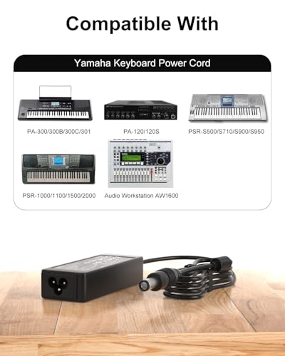 Image of 16V AC /DC Power Adapter Compatible with Yamaha Keyboard Power Cord | Keyboard Piano Replacement PA-300 PA-301 PA-300B PA-300C S950 PSR-1000 PSR-2000 P-155 PSR-S900 PSR-S750 PSR-S670 Power Supply