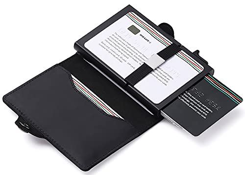Tne Airtag Wallet (Airtag Not Included) Genuine Leather Credit Card Money Holder Automatic Popup Mini Aluminum Wallet With Zipper Coin Pocket | Airtag Case Men Or Women Air Tag Cover (Brown) #TOP3