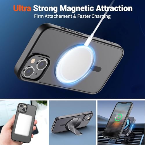 Image of iPhone 15 Magsafe Hard Back Case | Matte Design & 360 Protection | Military-Grade Apple iPhone 15 Cover | Strong Magnet Back - Black