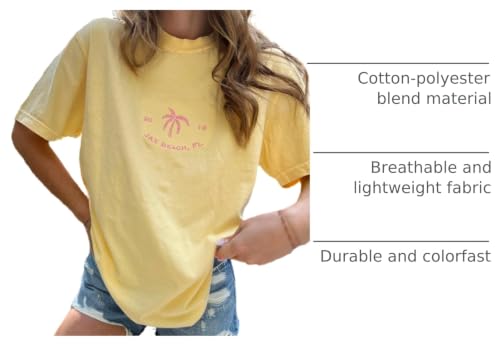 Image of Vintage Oversized Flower Graphic Tees Cute Surfboard Palm Baggy T-Shirts Summer Preppy Beach Tops Teen Girls Clothes