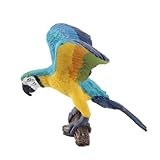 Ticha Figurine de perroquet Ara bleu, modèle d'oiseau tropical peint, pour collectionneurs et décoration d'intérieur