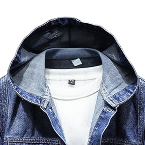 Veste en jean à capuche homme protégeant du vent avec coupe slim - 5