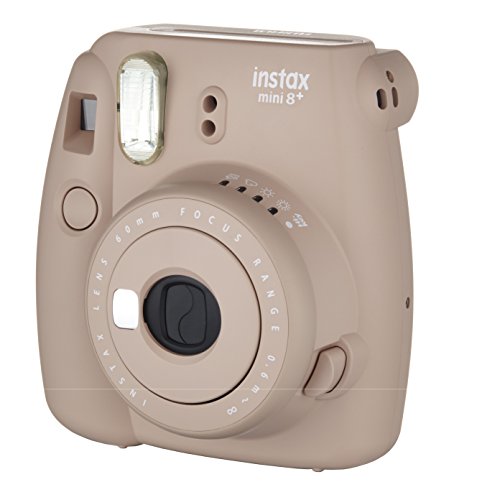 FUJIFILM インスタントカメラ チェキ instax mini8プラス 接写レンズ・純正ハンドストラップ付き ココア INS MINI 8P COCOA