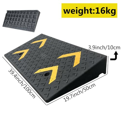 Rampas para entrada de vehículos, rampa antideslizante de caucho resistente para umbral, capacidad de carga de 5 toneladas (11023 libras), para sillas de ruedas, scooters y bordillos (100x50x10 cm) miniatura 3