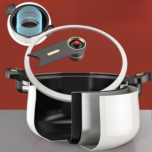 Filteilect Olla a presión esmaltada de gran capacidad, olla sin sopa con asas dobles para cocinas de gas e inducción, cocina de 26 cm, 28 cm (7 L, blanco)