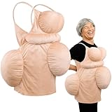 Adjustable Fat Suit Old Lady Costume for Adults Men Women, Funny Fat Body Suit Belly and Butt Padding, Halloween Cosplay Dress Up Party Outfit, 100th Day of School Gag Gift