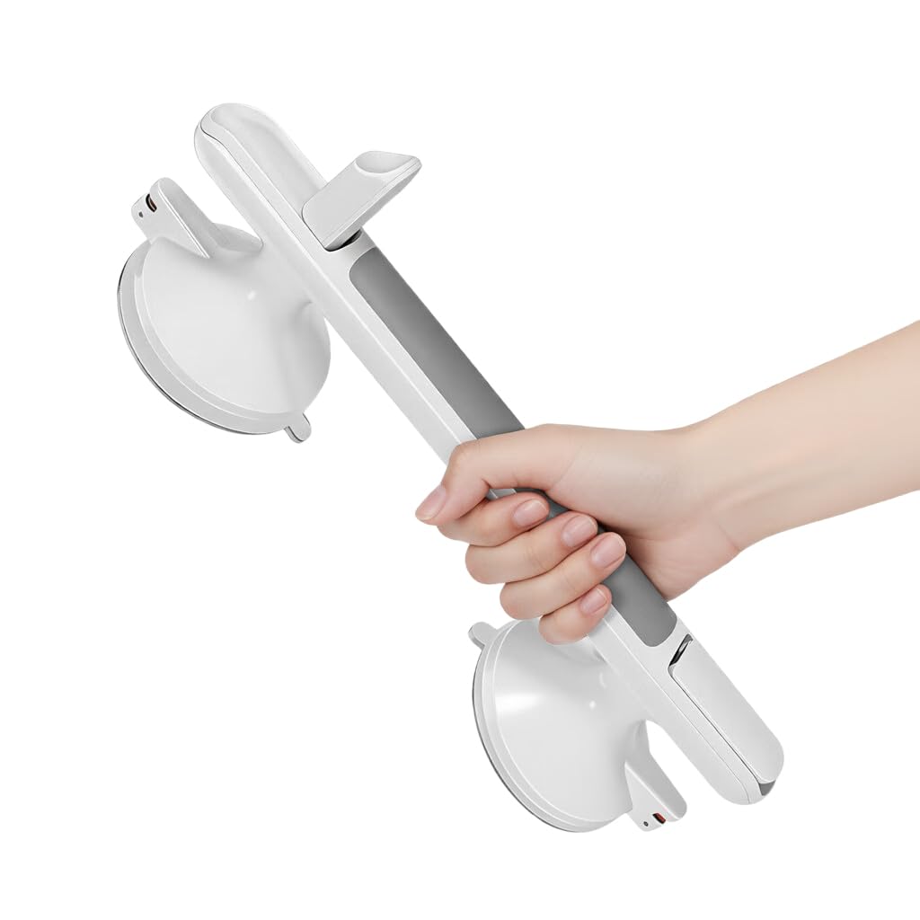 Grab Bar for Bathroom 13'' Strong Suction Power Bathroom Handle for Senior Citizen Ant-Slip Grip Safety Grab Bar Wall Shower Safety Rail Handle for Bathtub, Toilet, and Elderly Support-image-6