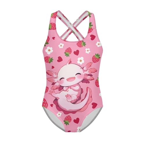 Yuuxorilu One Piece Swimsuit for Girls Size 5-14 Casual Athletic Criss Cross Swimwear