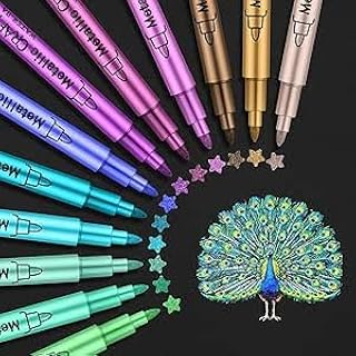 Funnasting Metallic Marker Stifte, 12 Farben Glitzerstifte Set