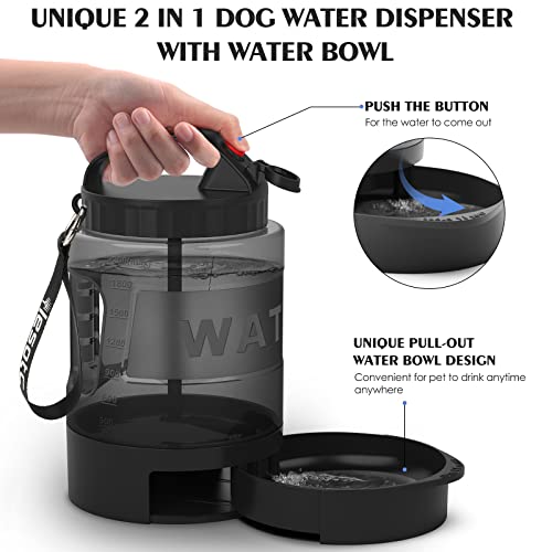 Dog Water Bowl Dispenser,Travel Dog Bowls For Camping Dog Park Hunting, 77Oz Dog Water Dispenser With Pull-Out Travel Water Bowls For Dogs,Dog Travel Water Bowl Dispenser Pet Dog Water Bottle,Bpa Free #TOP6