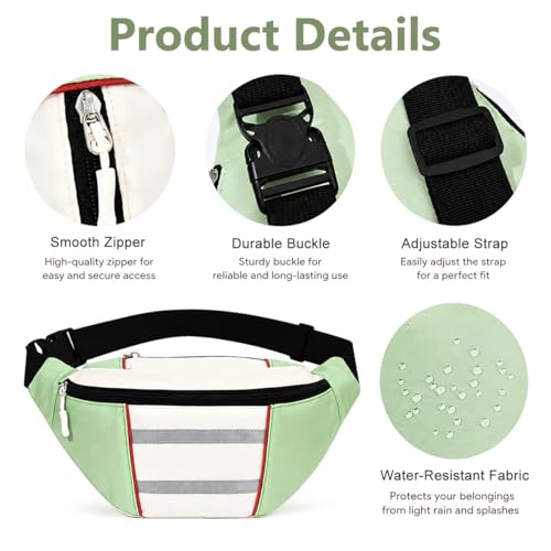 Image of GUSTAVE Waterproof Waist Bag with MultiPocket Storage, Adjustable Strap, Reflective Safety Strips & Headphone Jack for Running, Hiking, Cycling & Travel