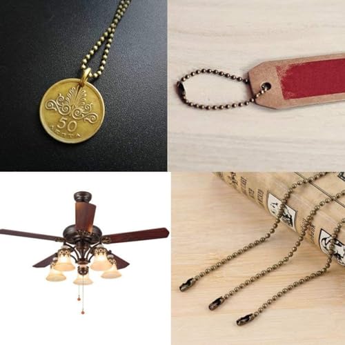 Image of IFNOW Fan Pull Chain Extension Metal Fan pull chain extension, ceiling fan chain connector,Diameter 3.2mm 6.5 Feet Long with 6 PCS Connector (Bronze)