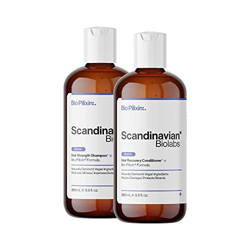 Scandinavian Biolabs Shampoing Fortifiant Cheveux et Après-Shampoing Réparateur pour Femme | Formule naturelle | Nettoyant doux | Hydratant cuir chevelu et cheveux, élimine le sébum, 0 sulfate Cover