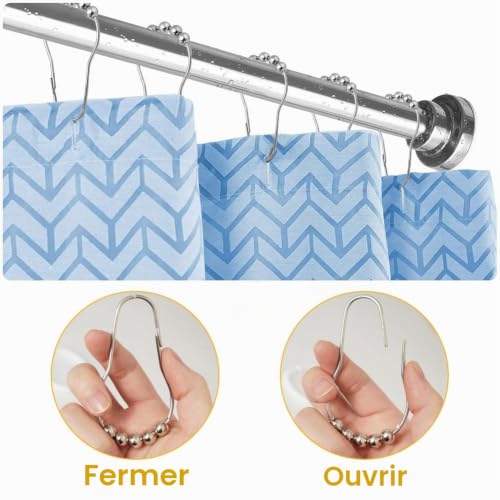 24 Crochets Rideau Douche Boules Silencieuses Inox Alaoo