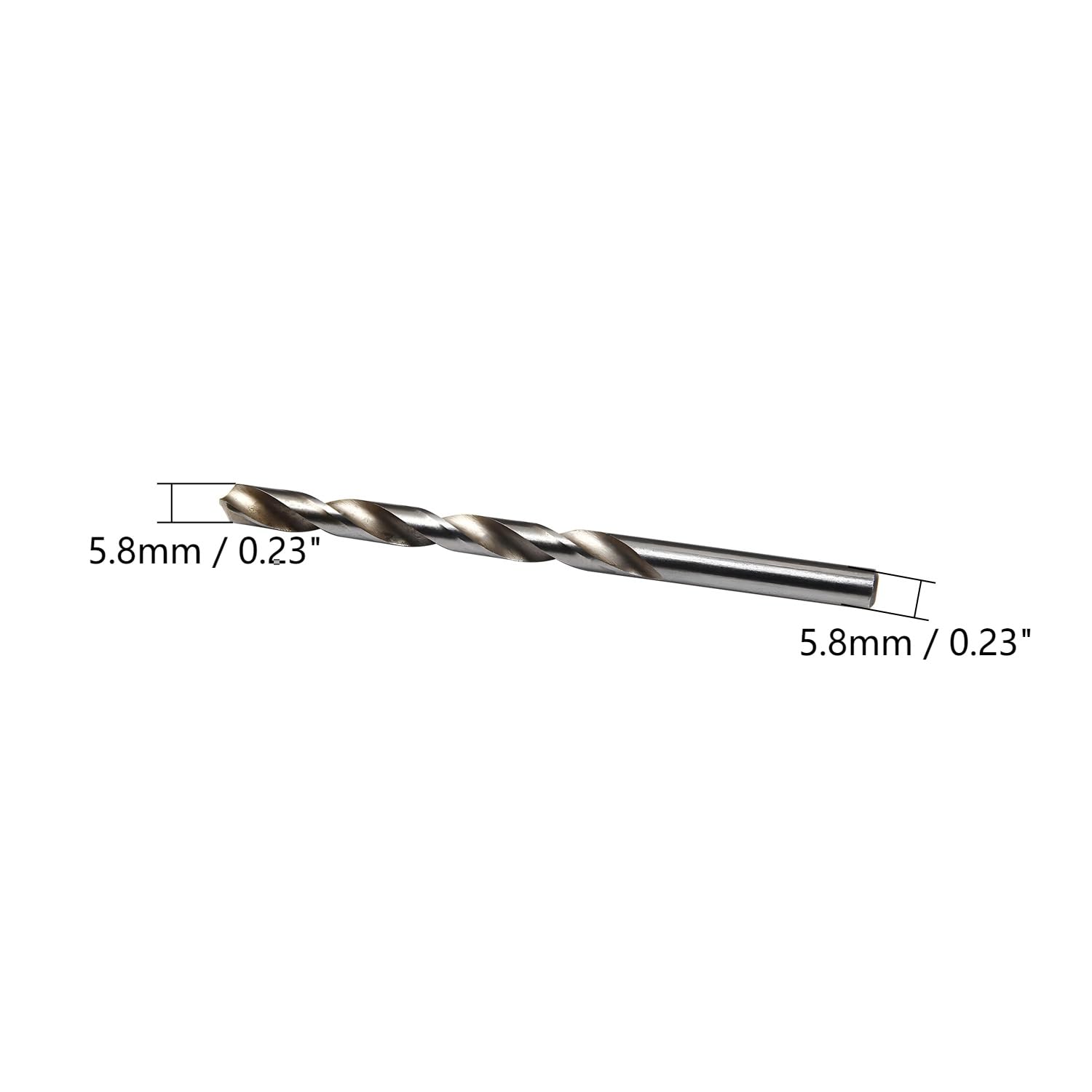 Wenheww 5Pcs Twist Drill Bits, 5.8mm (0.23") 4241 High Speed Steel Straight Shank Twist Drill Bit, Premium 4241 HSS Micro Drill Bits for Wood, Metal, Steel, Plastic, Aluminum Alloy