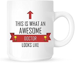 Tee-/Kaffeetasse mit Aufschrift "This Is What An Awesome Doctor Looks Like", mit rotem Band, tolle Geschenkidee