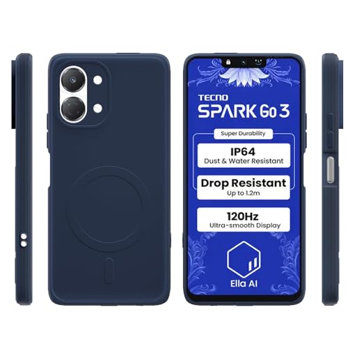 Image of Back Cover Tecno Spark Go 3 4G | MagFit Ring Design (Non-Magnetic) | Shockproof Case | Anti-Slip Grip | Raised Camera Edges | Slim Protective Case for Tecno Spark Go 3 4G (Steel Blue)