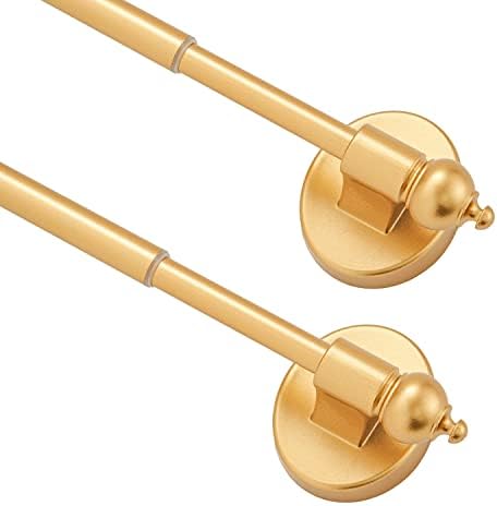 BOOM JOG Magnetic Curtain Rods for Metal Doors，Multi-Use Adjustable Appliance for Windows Iron Steel Places，16-28 Inch，Gold，2 Pack