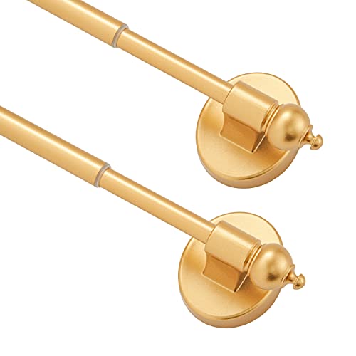 Barras de cortina magnéticas, multiuso, ajustable, para puertas de metal, ventanas, no necesita herramientas, 40.6 a 71.1 cm, color dorado, paquete de 2