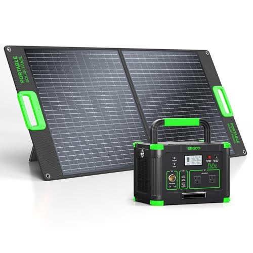 500W Portable Power Station with 100W Foldable Solar Panel, 519.48Wh Outdoor Solar Generator Backup Battery Pack with 2 AC Outlets, for RV, Van, Camping, Climbing, Road Trip & Home Emergency Use