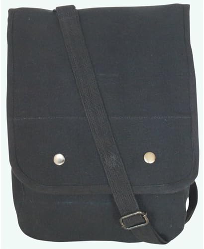 Canvas Map Case Military Shoulder Bag, Black
