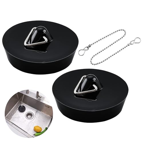 Bouchons Universels, 2 Pièces Bouchon De Vidange, Ø 42-45 Mm, Bouchons d'Évier, Bouchons De Baignoire, Chaîne pour Lavabo, Évier De Cuisine, pour Baignoire, Cuisine, Salle De Baine