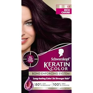 Schwarzkopf Keratin Color Permanent Hair Color, 1.9 Rich Caviar, 1 Application – Salon Inspired Permanent Hair Dye, for up to 80% Less Breakage vs Untreated Hair and up to 100% Gray Coverage