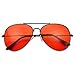 Colorful Gold Metal Classic Black Plastic Aviator Sunglasses 60mm 65mm Aviators w/ Color Lenses (Black | Red, 60)