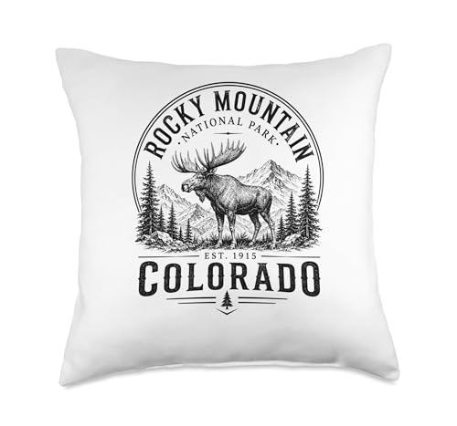 Rocky Mountain National Park Colorado Vintage Hiking Throw Pillow