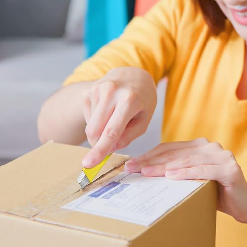 Image of DIYSELF Box Cutter, 12-Pack Box Cutters Retractable for Packages, Boxes, All Metal Tough Sheath, Basic Cutter, Small Utility Knife for Home, Warehouse (Yellow)