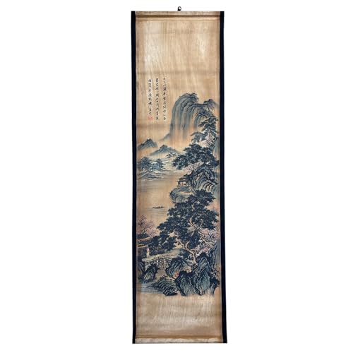 Wall Art Poster Prints Paintings, Hanging Paper Scroll Decor Oriental Spring Mountain,for Home Restaurant (I2)