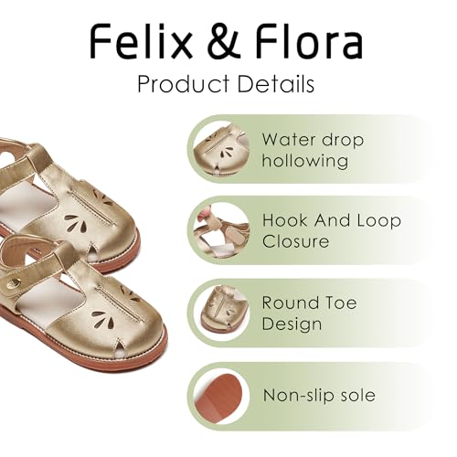 Image of Felix & Flora Toddler Girls Sandals Soft Rubber Princess Flat Shoes Flower Girl Shoes