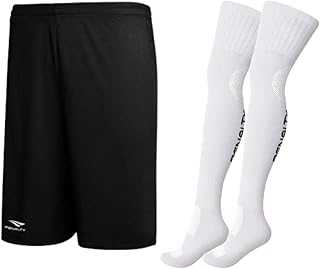 Kit Short Futebol Infantil Juvenil e Meião Futebol Penalty Cor:Preto+Branco;Tamanho:12
