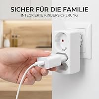 Aigostar Mehrfachsteckdose 3-Fach Steckdosenadapter, 2 Euro +1 Schuko Steckdose Kindersicherung, doppelstecker für steckdose,Weiß – Ansicht 4
