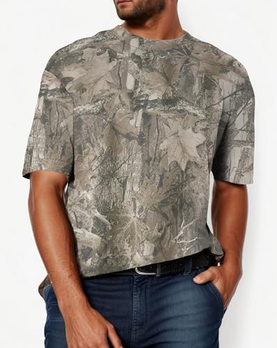 Camo Leaf Print Y2k Loose Fitting T-Shirts Graphic Spring Outfits Casual Shirts Cargo Tee Tops for Women Men4