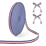 VOBOBE Red White Blue Ribbon, 3/8inch 50 Yards Striped Grosgrain Ribbon for Gift Wrapping Craft Hair Accessories 4th of July Decorations Memorial Day Decorations