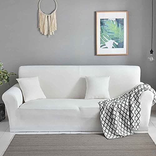 Housse de canapé blanche jacquard extensible pour salon lumineux - 2
