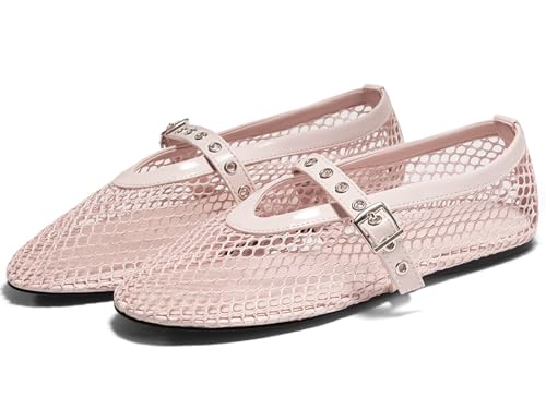 Image of Coutgo Womens Mesh Ballet Flats Mary Jane Fishnet Ballerina Buckle Strap Comfortable Causal Dress Shoes