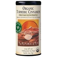 The Republic of Tea Organic Turmeric Cinnamon Herbal Tea, 36 Tea Bags, Naturally Caffeine-Free