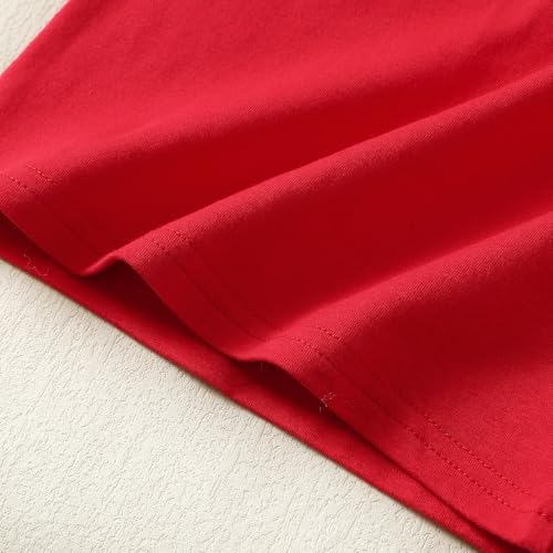 Image of Magic Park 12M-14Y Toddler Short Sleeve T-Shirt Girls Ruffle Blouse Kids Solid Color Tee Casual Tops Holiday Clothes
