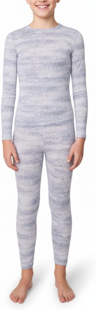 (Size:M-7/8)Free Country Boys Girls Thermal Set Top and Bottom Winter Base Layer Underwear Sets for Kids medium Microteh Heat Base Grey