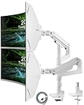 ARES WING Heavy Duty Dual Monitor Arm with USB A/C Ports, Dual Monitor Stand for 17-49" Monitors, Height Adjustable Long Arm for Extra Large Screen, Vesa 75/100mm, Tilt, Swivel & Rotate, Max 44Lbs