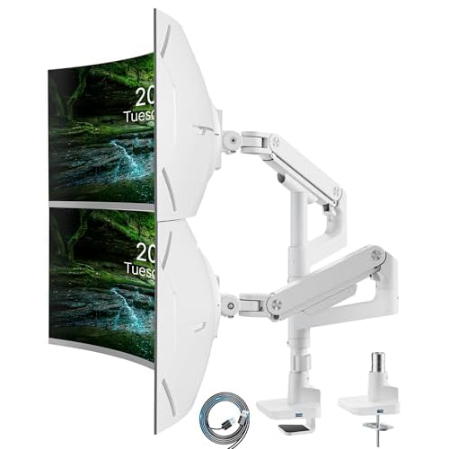 ARES WING Monitorhalterung 2 Monitore mit USB,17–49Zoll, 20kg/Arm, Weiß
