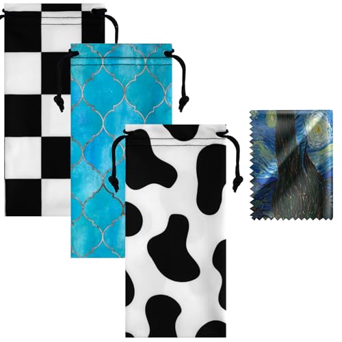 Image of Soft Eyeglass Pouch 3 Pack - Microfiber Screen Cleaning Bag Pouch for Glasses
