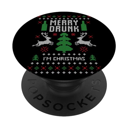 Ugly Christmas Jumper / Sweater. Merry Drunk I'm Christmas PopSockets PopGrip Intercambiable
