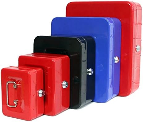 Heavy Duty Metal Cash Tin Lockable Petty Money, Coin and Note Security Box + 2 Keys (6", Red)