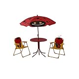 Set pour enfants Marie Siena Garden 672618 Marie Set pour Enfants 2 Fauteuils Pliants 1 Table + 1 Parasol Acier Motif de Coccinelle Jaune/Rouge
