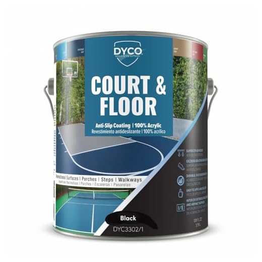 DYCO Court & Floor Anti-Slip Coating - Slip-Resistant Pavement, Cement & Concrete Paint for Pickleball, Tennis & Basketball Courts, Exceeds ADA Standards for Safety Areas (Black, 1 Gallon)